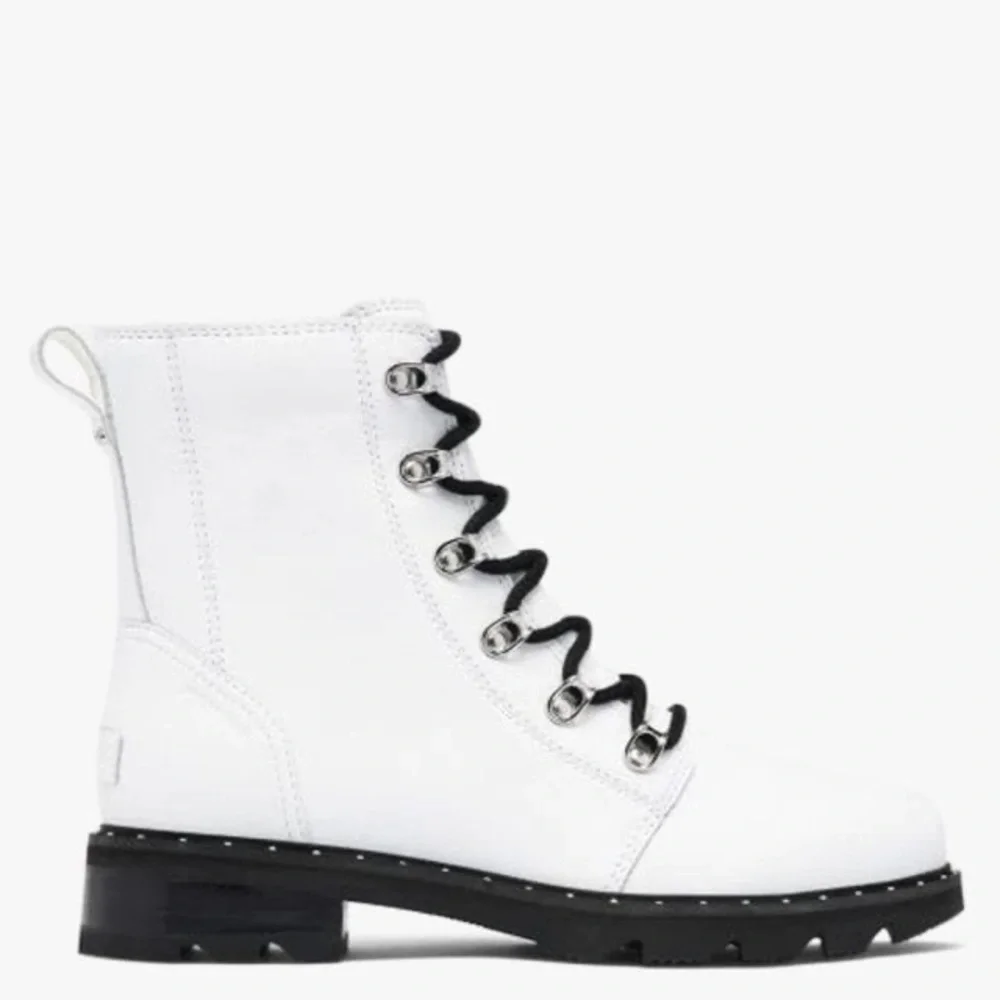 NWT Sorel ‘Lennox’ Lace White Leather Platform Ankle Combat Boots - Picture 4 of 14